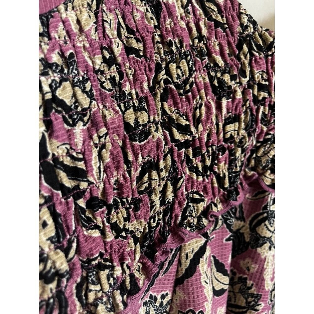 Retro Floral Milkmaid Mini Dress Pink L Boho Indie Folk Festival Preppy Chic Art - Picture 3 of 9